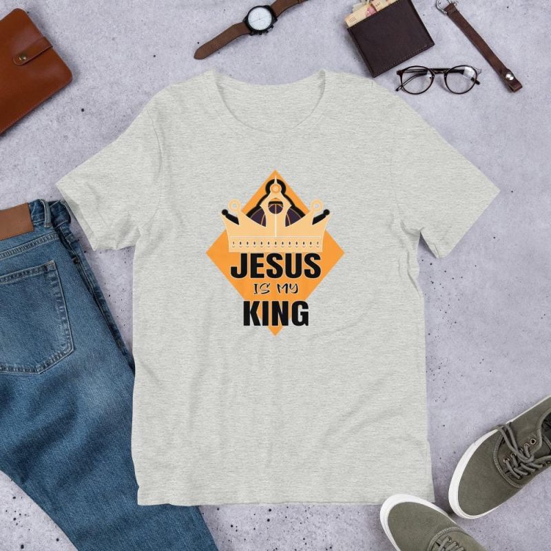 Jesus is my King - Orange Diamond shape with King's Crown and text - Religious T-Shirt - Gift - Unisex t-shirt - Image 2
